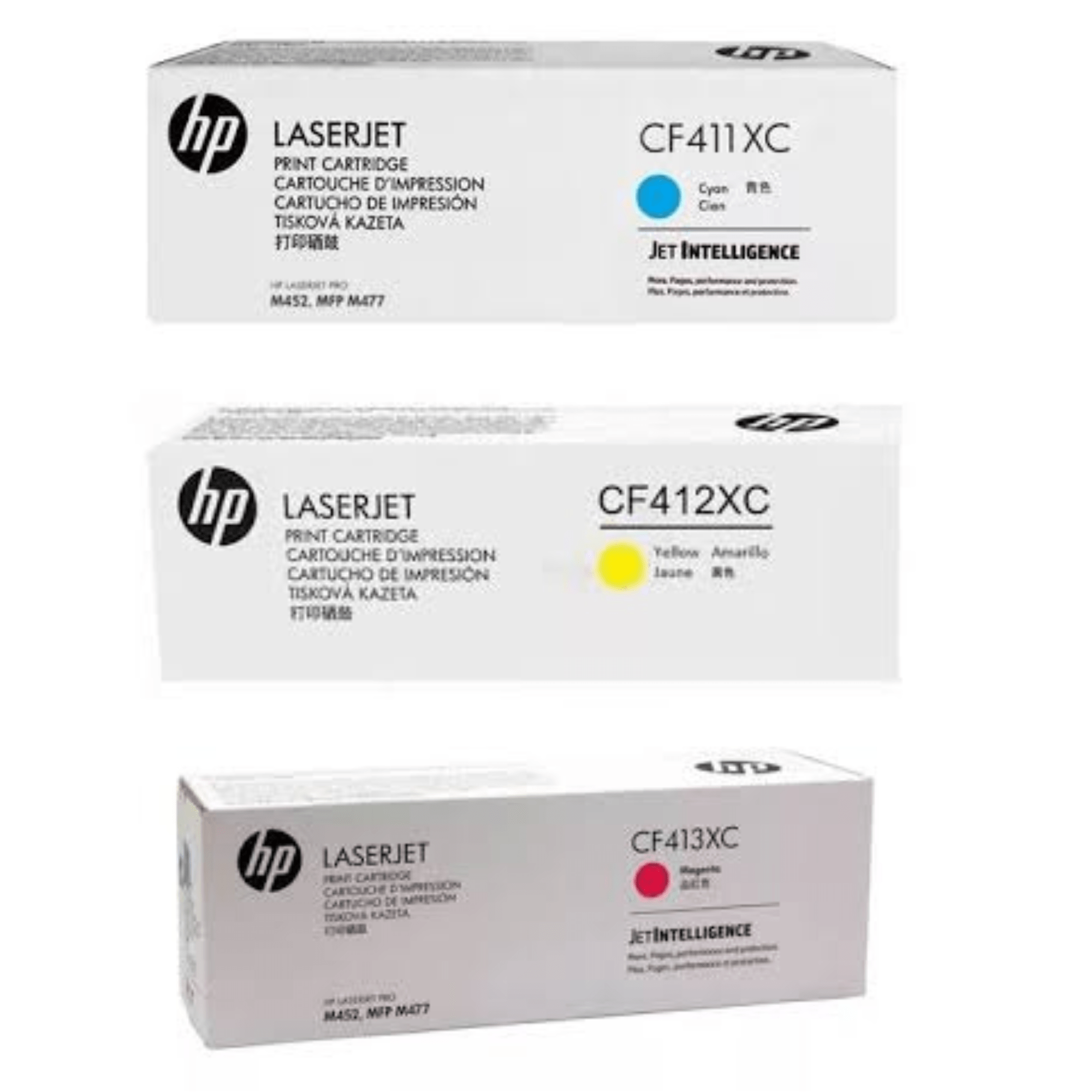 Kit HP 410X Caja Blanca (CF411XC, CF412XC, CF413XC, de 5,000 páginas)