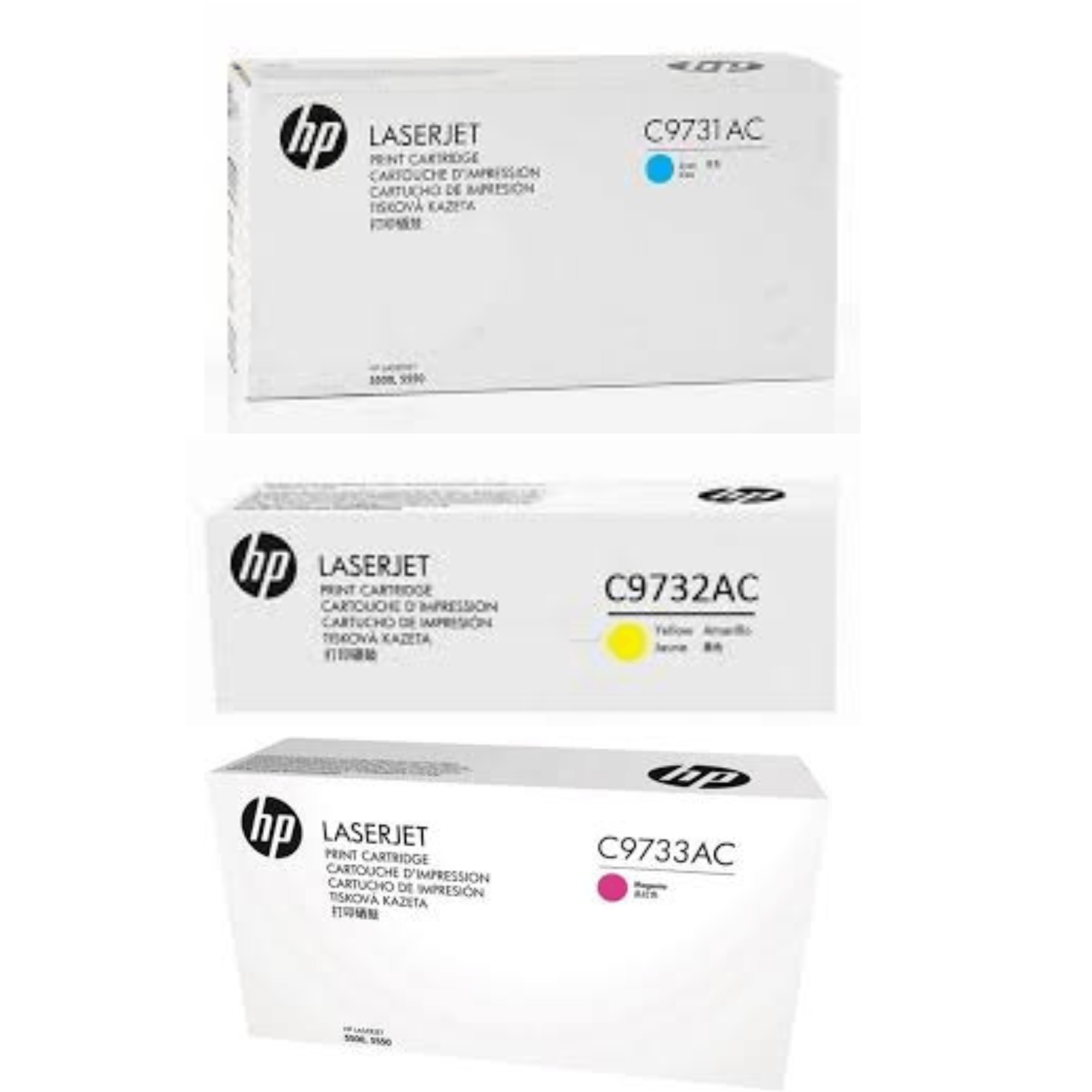 Kit HP 645A Caja Blanca (C9731AC, C9732AC, C9733AC, de 12,500 páginas)