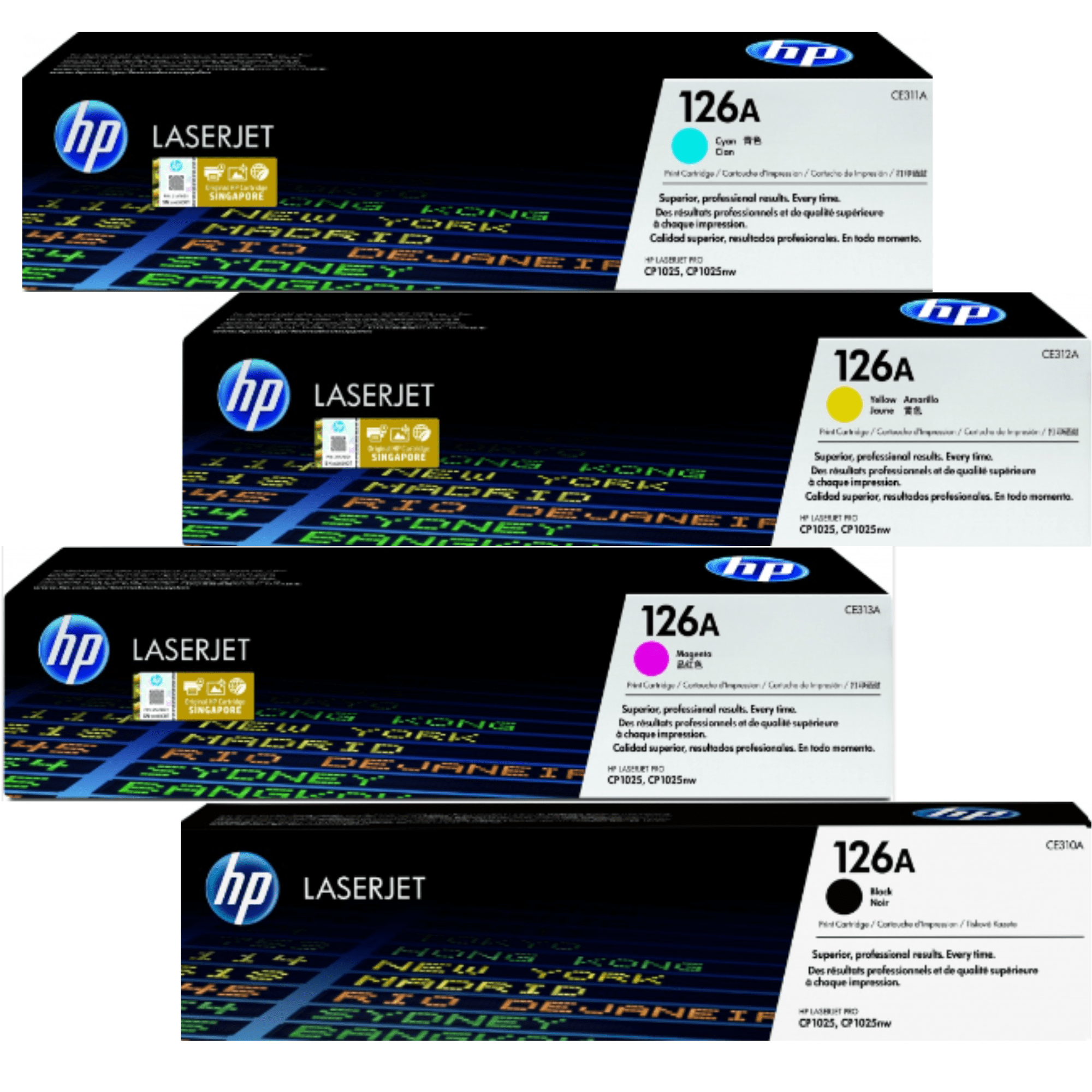 Kit HP 126A (CE311A-CE312A-CE313A, de 1,000 páginas)