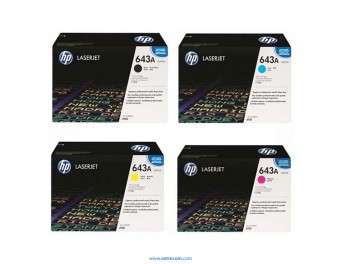 Kit HP 643A Caja Blanca (Q5950A-Q5951A-Q5952A-Q5953A, de 11,000 páginas)